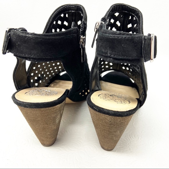 New VINCE CAMUTO EMPERLA cone heel sandals black - Picture 4 of 8